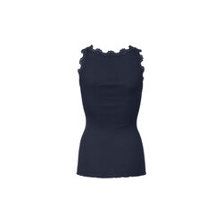 Silk Top w/ Lace , navy, Rosemunde