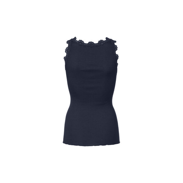 Silk Top w/ Lace , navy, Rosemunde
