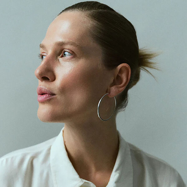 Circle&nbsp;Line&nbsp;Hoops large, silver, Pernille Corydon Jewellery