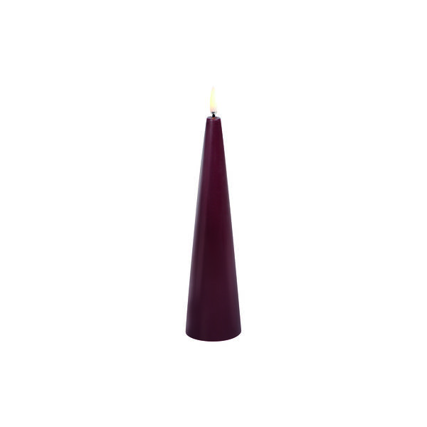 LED cone candle, wine red, Uyuni Lighting