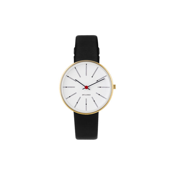 Bankers Wrist Watch, white/gold/black, Arne Jacobsen Watches