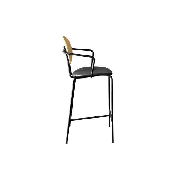 PIET HEIN Counter Chair with Arms, white pigmented oak//Solid Black 509, Sibast Furniture