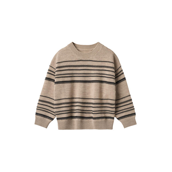 Knit Pullover Flores, sand black stripe, Wheat
