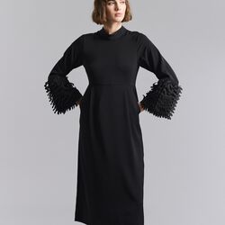 Sakura stretch dress with flounces, black, BITTE KAI RAND