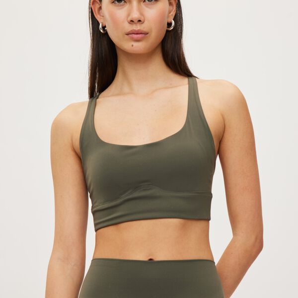 Butter Soft Sports Bra Seinna, charcoal olive, Rethinkit