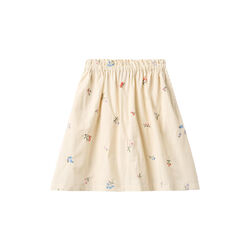 Skirt Nora, ivory embroidery flowers, Wheat