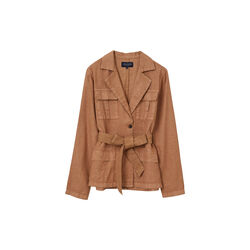 Matilda Linen Blend Blazer, brown, Lexington