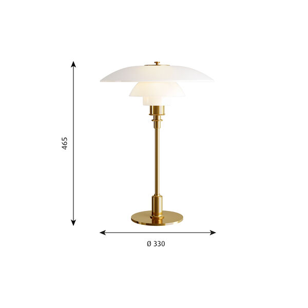 PH 3&frac12;-2&frac12; Glass Table Lamp, brass, Louis Poulsen
