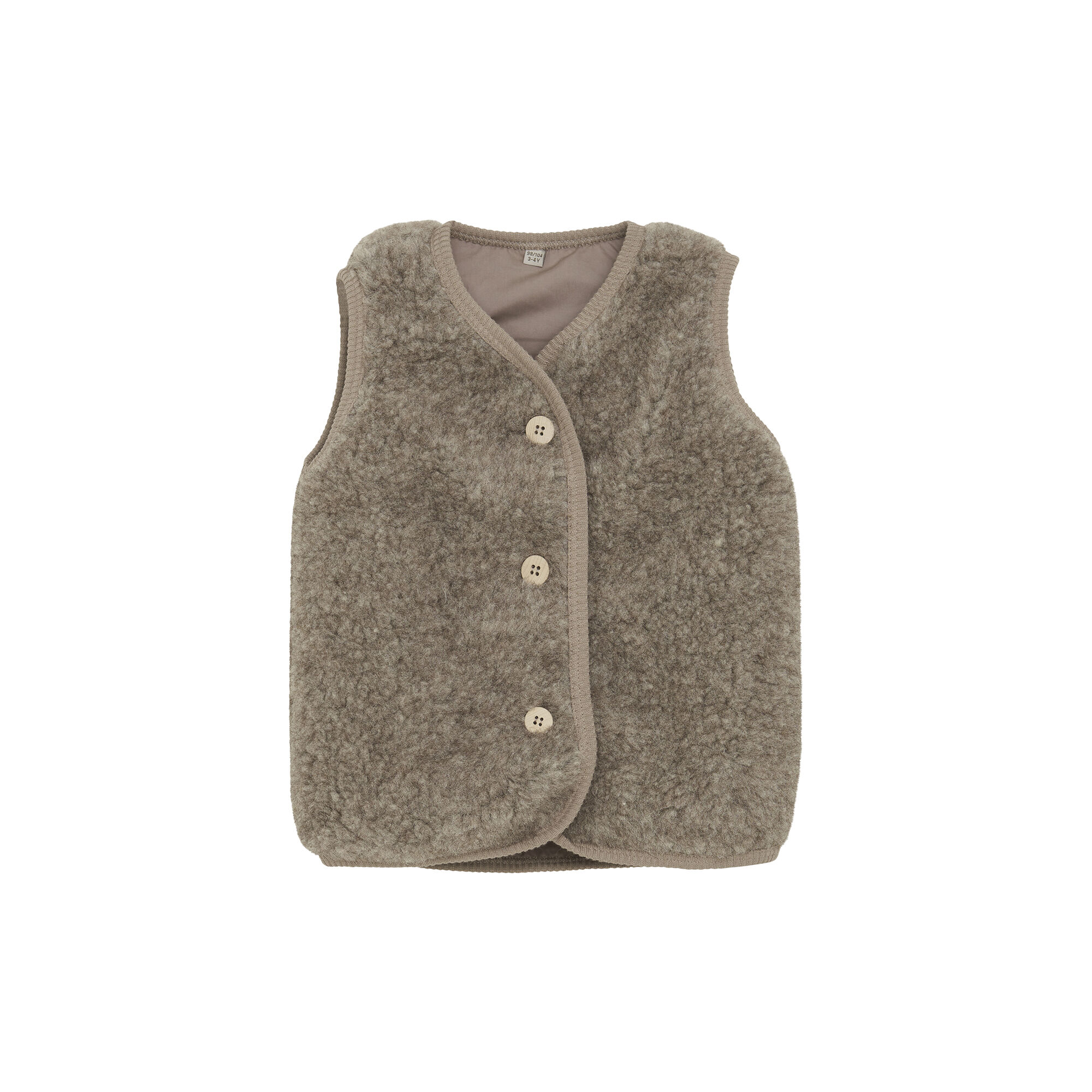 Vest Wool Teddy with Lining, camel melange