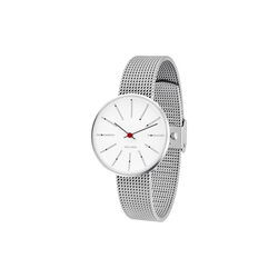 Bankers Wrist Watch, white/steel/matt steel, Arne Jacobsen Watches