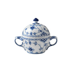 Blue Fluted Half Lace Suger Bowl with Lid 20 cl, Royal Copenhagen