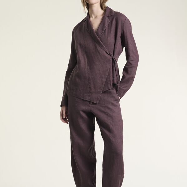 Lazy linen asymmetric jacket, raisin, BITTE KAI RAND
