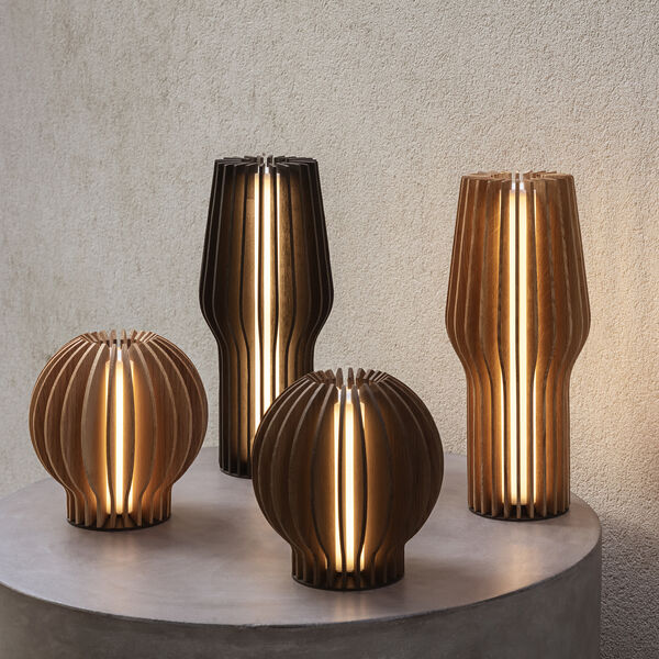 Radiant Round LED lamp, smoked oak, Eva Solo