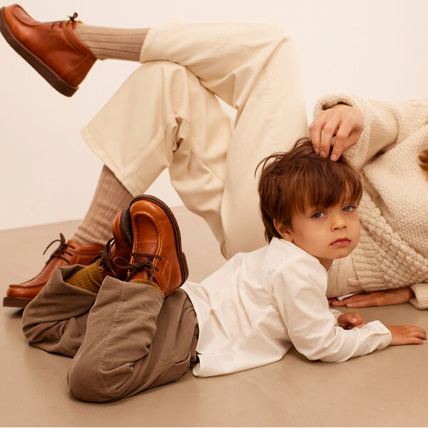 Apron Toe With Contrast Stitching, cognac, ANGULUS