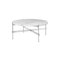 TS Coffee Table Ø80, white carrara marble/steel, GUBI