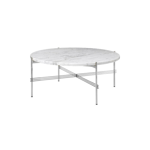 TS Coffee Table Ø80, white carrara marble/steel, GUBI
