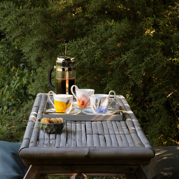 Flora High Handle Cup with Saucer, corn flower, Royal Copenhagen