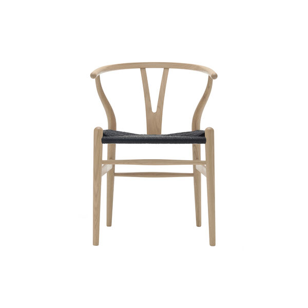 CH24 Wish Bone Chair, soap treated oak/black, Carl Hansen & S&oslash;n