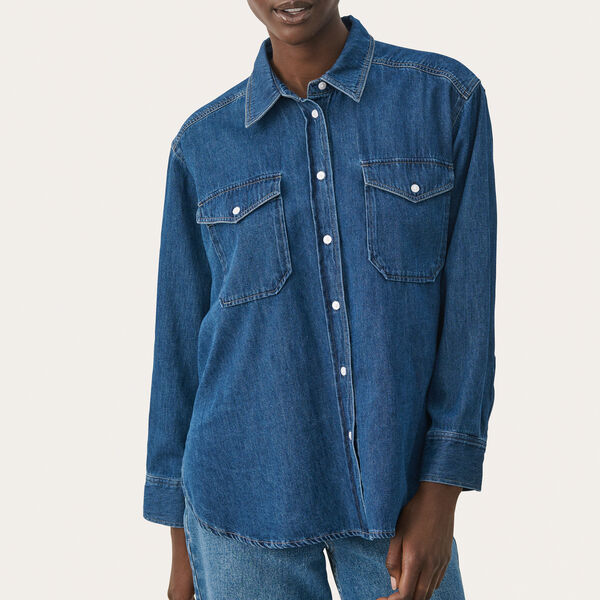 CollettePW Shirt, medium blue denim CollettePW Shirt, medium blue denim, Part Two