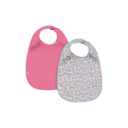2 Pack Dinner Bib With Frill, fleur rosier/chateau rose, Konges Sløjd