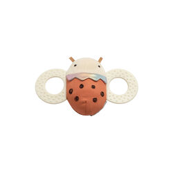 Luca the Ladybird Activity Rattle with Mirror, dark orange, Sebra