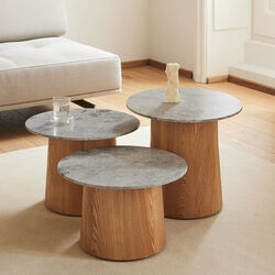 Niveau Coffee Table Ø 45 cm, Tundra Grey/oiled ash, Fredericia Furniture