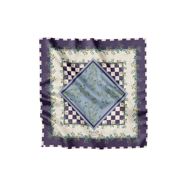 Purple Flower Dot Checker scarf, Flora Danica Denmark