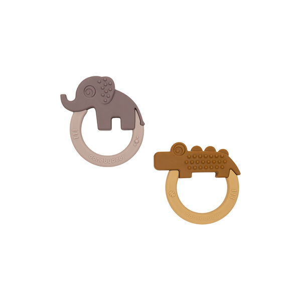 Deer Friends 2-pack Teether, mustard/powder, Done by Deer