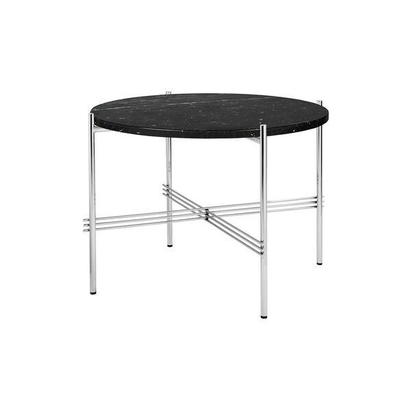 TS Coffee Table &Oslash;55, black marquina marble/steel, GUBI