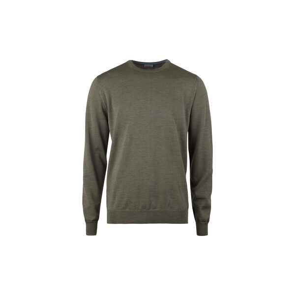 Sweater Knitted Crew Neck With Patch Merino Wool, green, Stenstr&ouml;ms