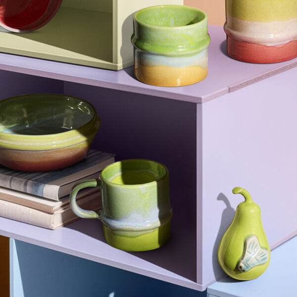 Poppery Pear with moth figurine, apple green/mint, K&auml;hler