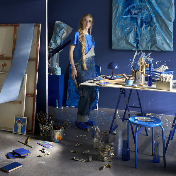 Panthella 160 Portable Table Lamp, opaque indigo, Louis Poulsen