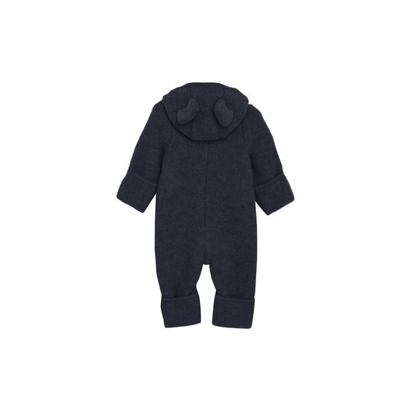 Pram Suit Ears Wool Fleece, navy melange, HUTTEliHUT