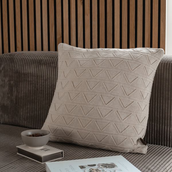 Knitted Cushion Mauntain, beige melange Knitted Cushion Mauntain, beige melange, By LOHN