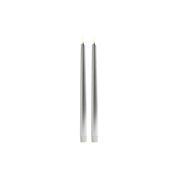 LED Smooth taper candle 2 pcs | H 32 | Silver finish, Uyuni Lighting