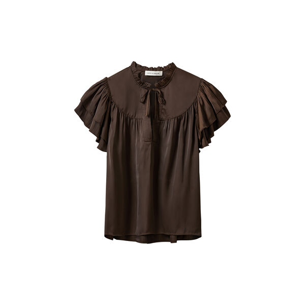 LALILASW FRILL TOP, intense brown, Sofie Schnoor