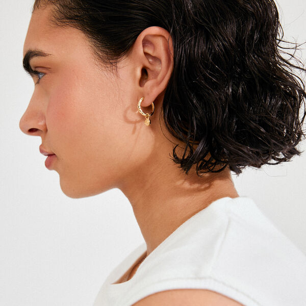 FIRE hoop earrings, gold plated, Pilgrim