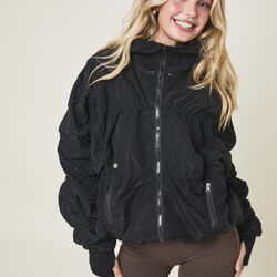 Ridge parachute jacket with zip and detachable hood, nero, Cartel Copenhagen