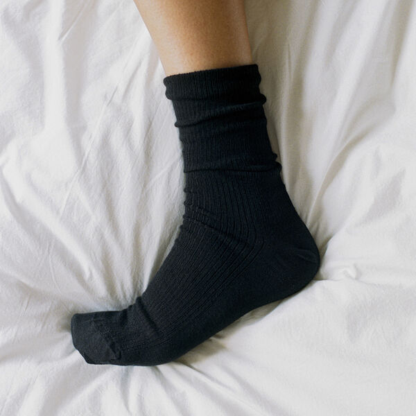 Wool Rib Socks, black Wool Rib Socks, black, Aiayu