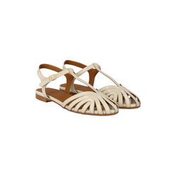 Flat sandal with beautiful organic front detail, buttermilk, ANGULUS