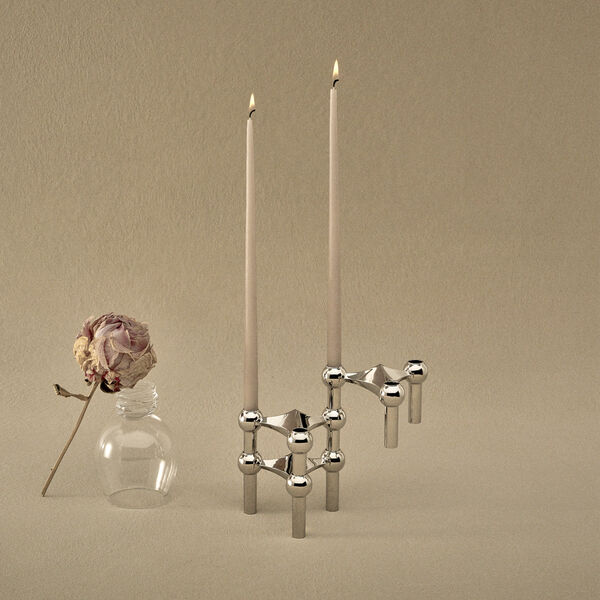 STOFF Nagel Candleholder 3 pcs, chrome, STOFF Nagel