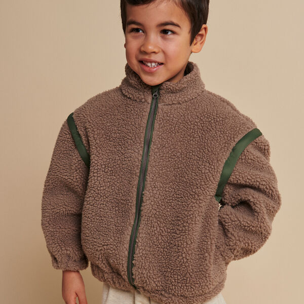 Teddy Jacket w. Removable Sleeves, natural/green comb., Copenhagen Colors Organics