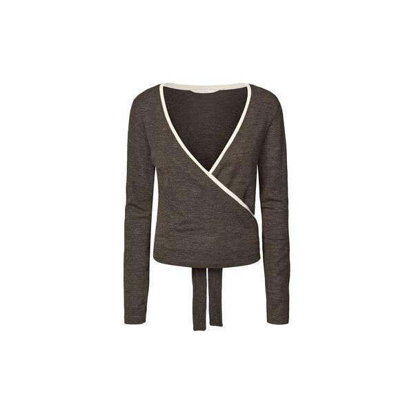 Merino Wool Wrap Cardigan Haze, dark brown melange, Rethinkit