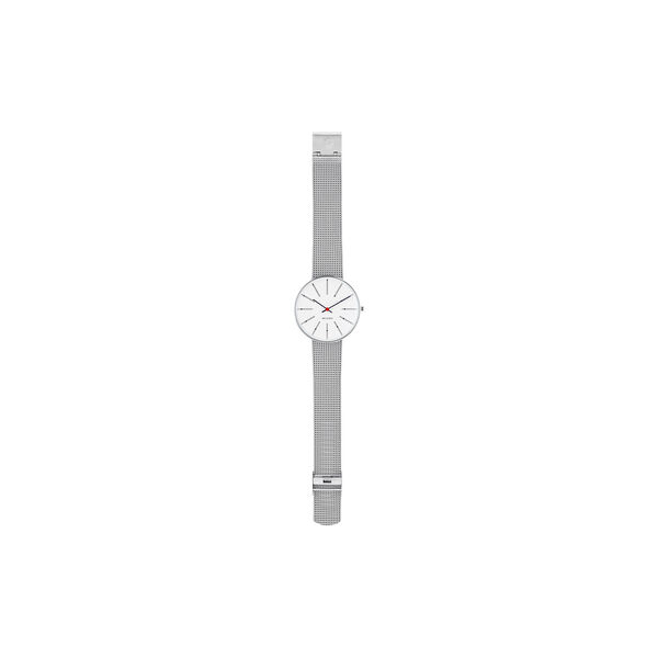 Bankers Wrist Watch, white/steel/matt steel, Arne Jacobsen Watches