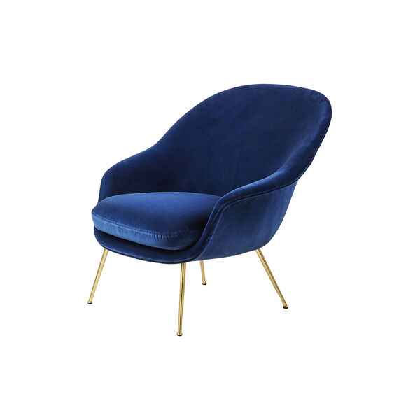 Bat Lounge Chair Fully Upholstered with Low Back, Velvet 420/brass semi matt, GUBI