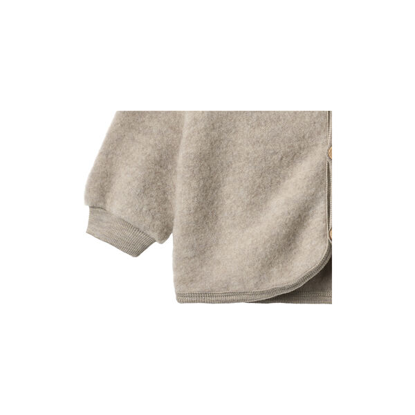 Wool Fleece Cardigan Kari, khaki melange, Wheat