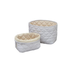 Quilted Storage Basket 2-pack, classic stripes blue/praline, Cam Cam Copenhagen