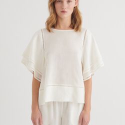 Carina SS Blouse, bright white, Basic Apparel