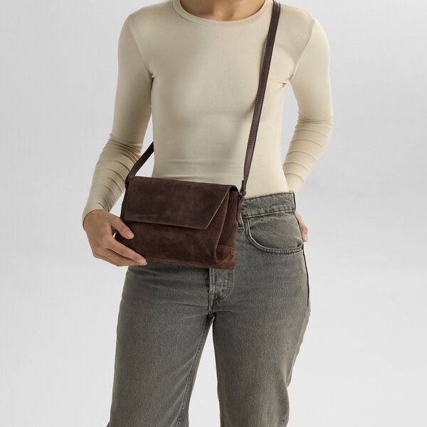 JulesMBG Crossbody Bag Suede, dark brown, Markberg