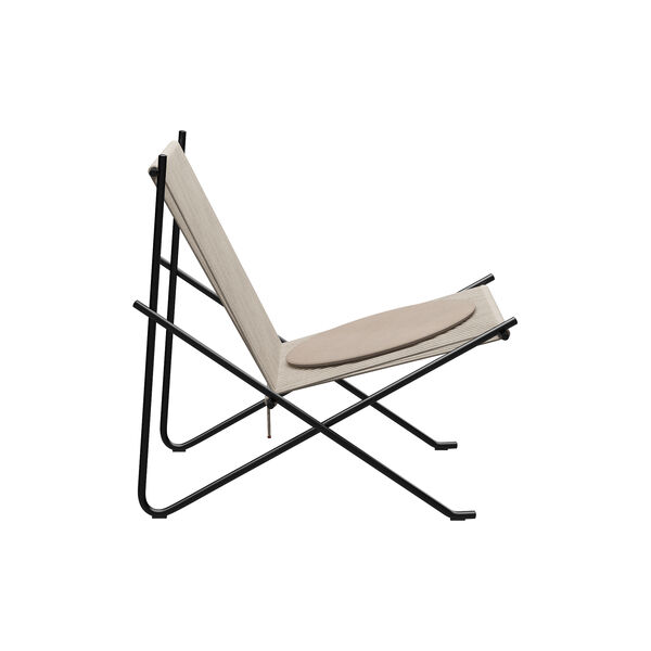 PK4&trade; Chair with Cushion, black/natural/natural canvas, Fritz Hansen
